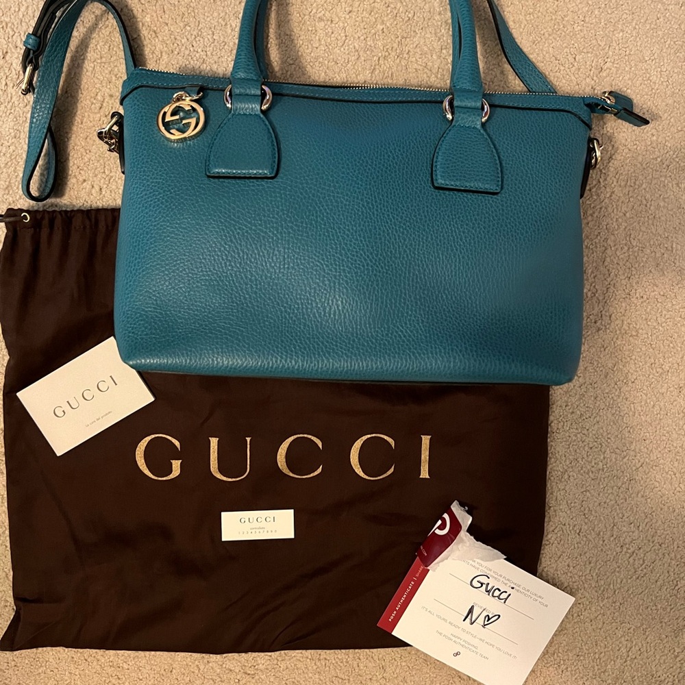 100% AUTHENTIC GUCCI TURQUOISE/Teal color bag NEW - Picture 3 of 10